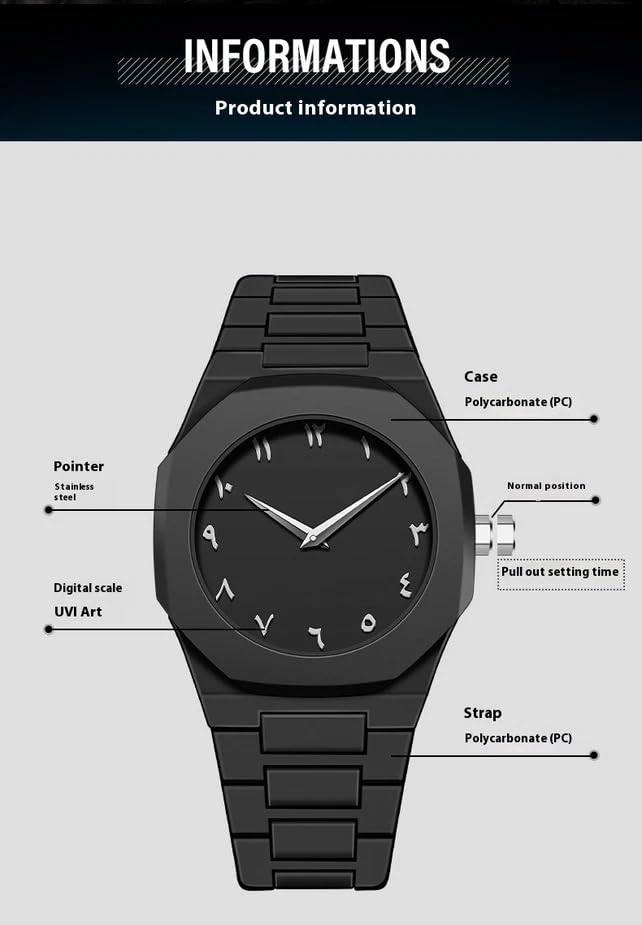 FANMIS Men's Anime-Inspired Fashion Sketch Wristwatch Minimalist Creative Wormhole Design Stylish and Durable Timepiece for Men's Sports Watch (E All Black)