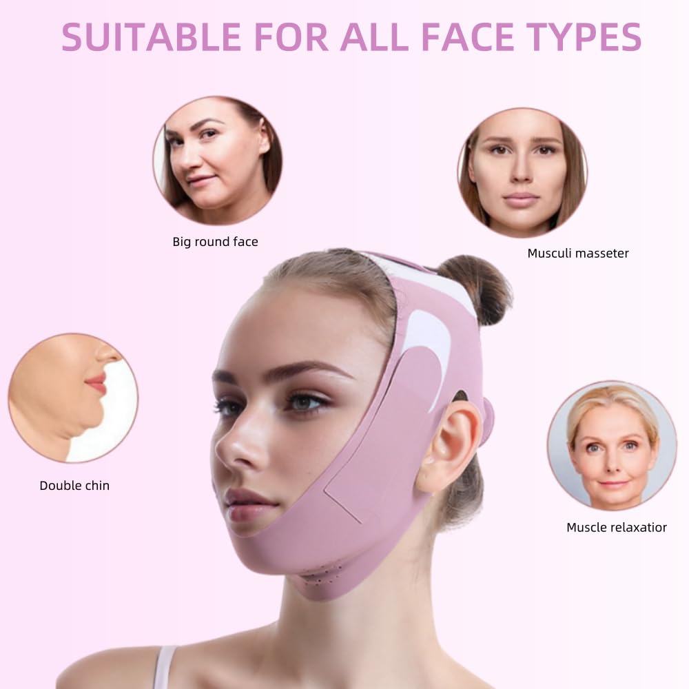 Correa Ajustable para Levantamiento Facial en Forma de V Transpirable, Reutilizable para Mejillas y Mentón para Hombres y Mujeres (Copia)