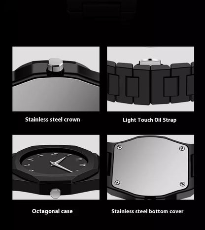 FANMIS Men's Anime-Inspired Fashion Sketch Wristwatch Minimalist Creative Wormhole Design Stylish and Durable Timepiece for Men's Sports Watch (E All Black)