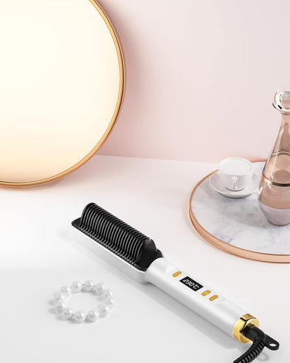 Dxliwky Hair Straightener Brush, Ionic Hair Straightening Brush & Iron Hot Comb with LED Display,10s Fast Heating, 30 Temp Settings,Anti-Scald, Professional Hair Tools for Styling