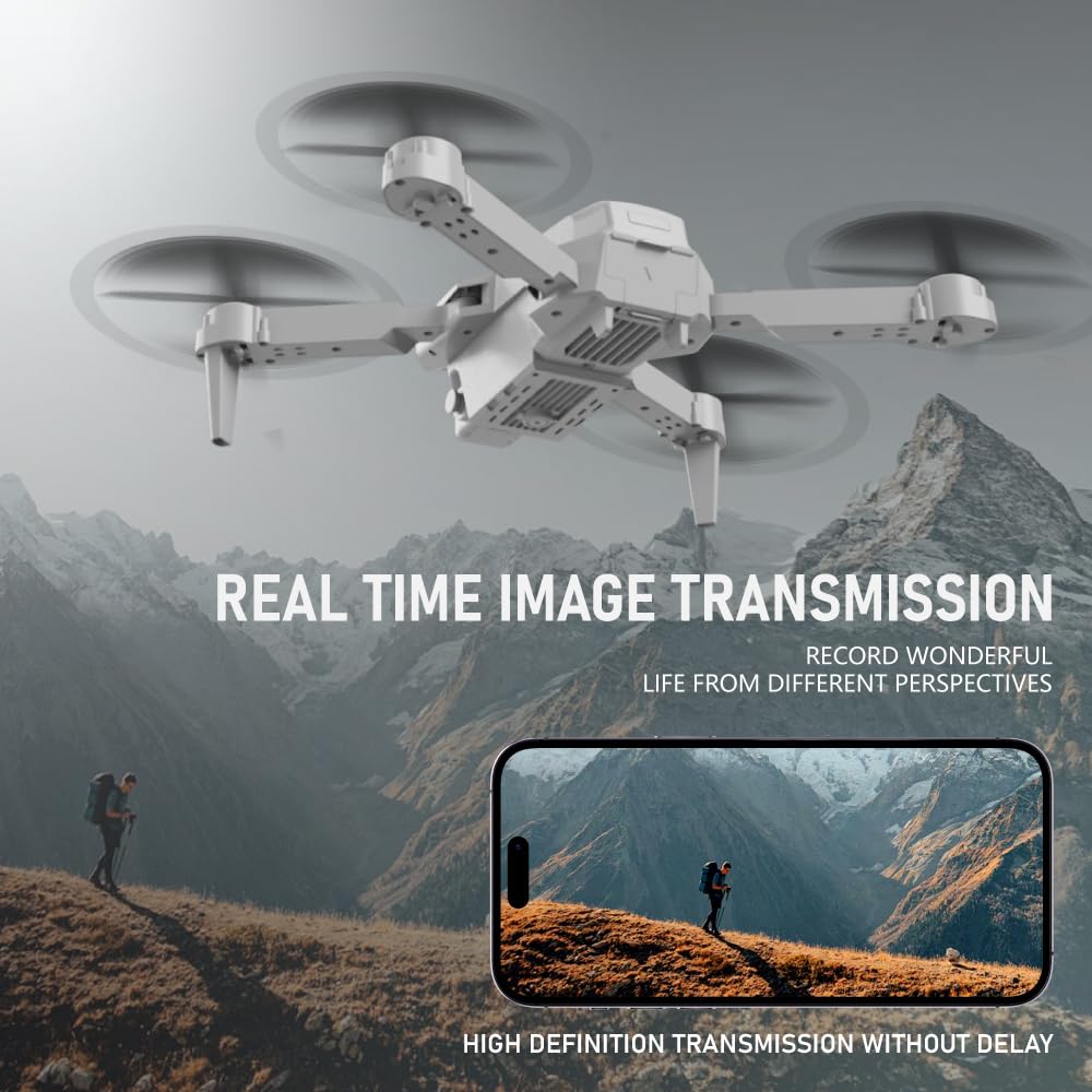 E88 Drone With Dual Camera, Mobile App Control, Indoor Flying Toy RC Plane With Video Function - Ideal Gift For Beginners, Christmas Halloween Thanksgiving Birthday Gift (Gray+Dual Batteries)