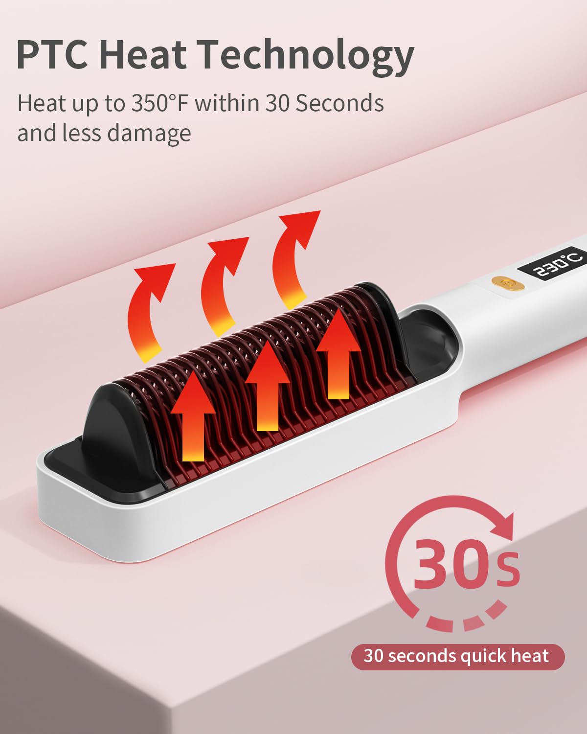 Dxliwky Hair Straightener Brush, Ionic Hair Straightening Brush & Iron Hot Comb with LED Display,10s Fast Heating, 30 Temp Settings,Anti-Scald, Professional Hair Tools for Styling