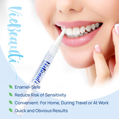 VieBeauti Teeth Whitening Pen (3 Pcs), 30+ Uses, Effective, Painless, No Sensitivity, Travel-Friendly, Easy to Use, Beautiful White Smile, Mint Flavor
