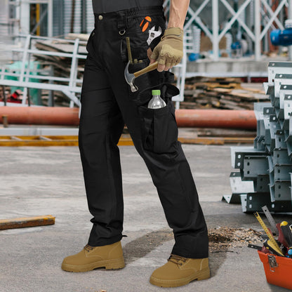 IGOLUMON Men's StretchTactical Pants, Breathable Ripstop Cargo Pants, Outdoor Lightweight EDC Work Hiking Pants, Durable Casual Trousers Black