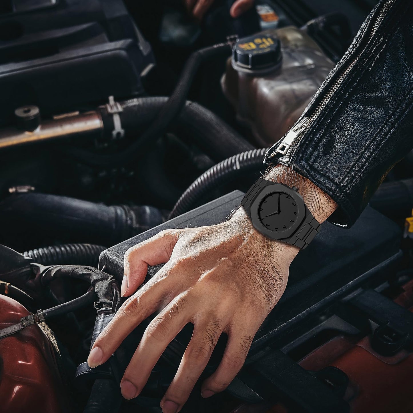 FANMIS Men's Anime-Inspired Fashion Sketch Wristwatch Minimalist Creative Wormhole Design Stylish and Durable Timepiece for Men's Sports Watch (E All Black)