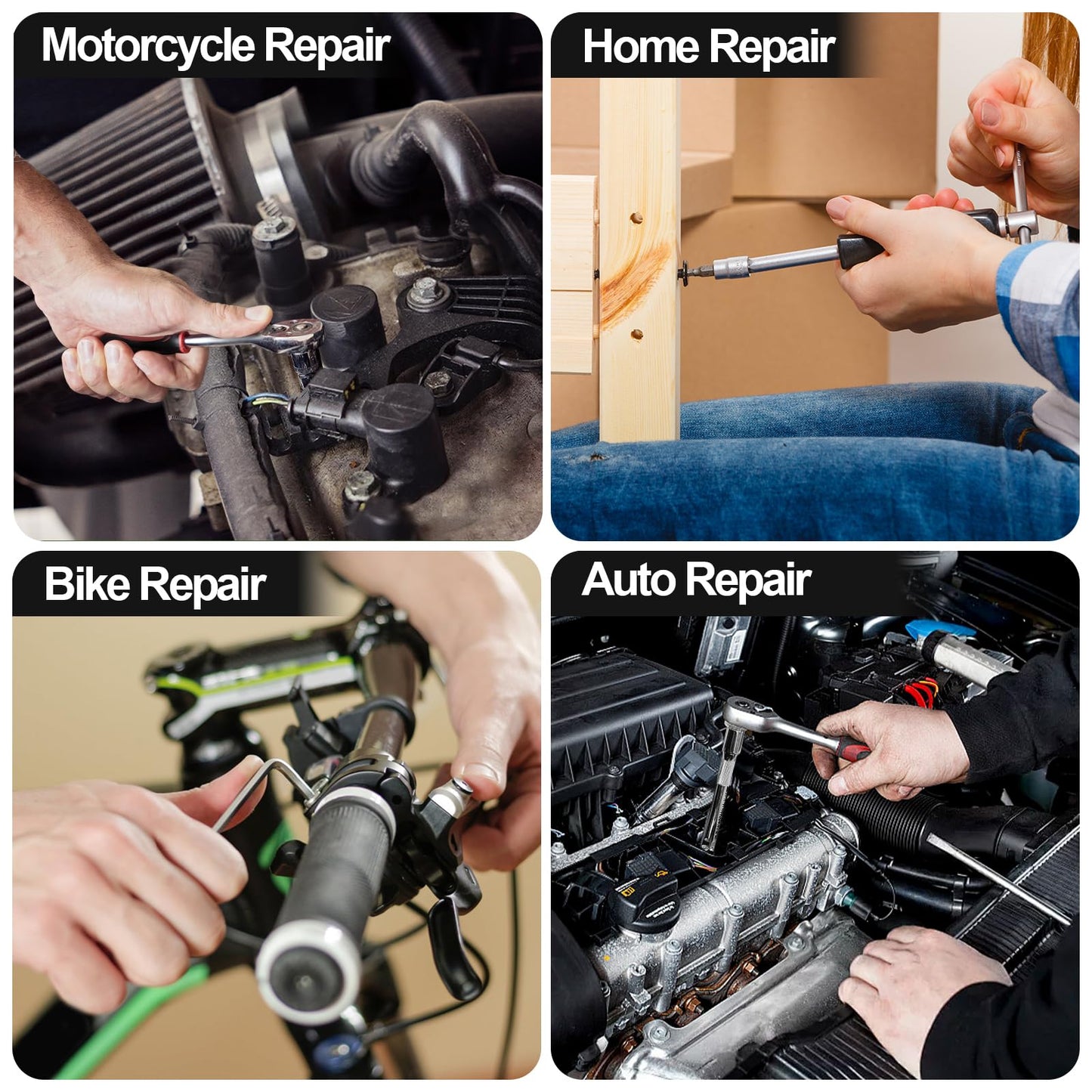 Egofine 46 Pieces 1/4 inch Drive Socket Ratchet Wrench Set, with Bit Socket Set Metric and Extension Bar for Auto Repairing and Household, with Storage Case