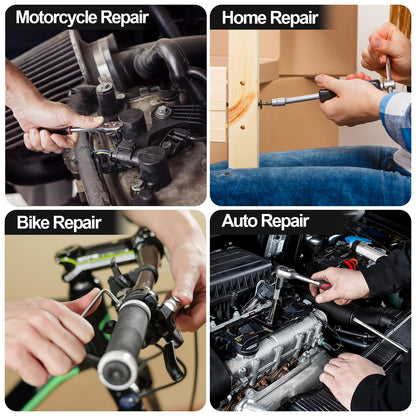 Egofine 46 Pieces 1/4 inch Drive Socket Ratchet Wrench Set, with Bit Socket Set Metric and Extension Bar for Auto Repairing and Household, with Storage Case